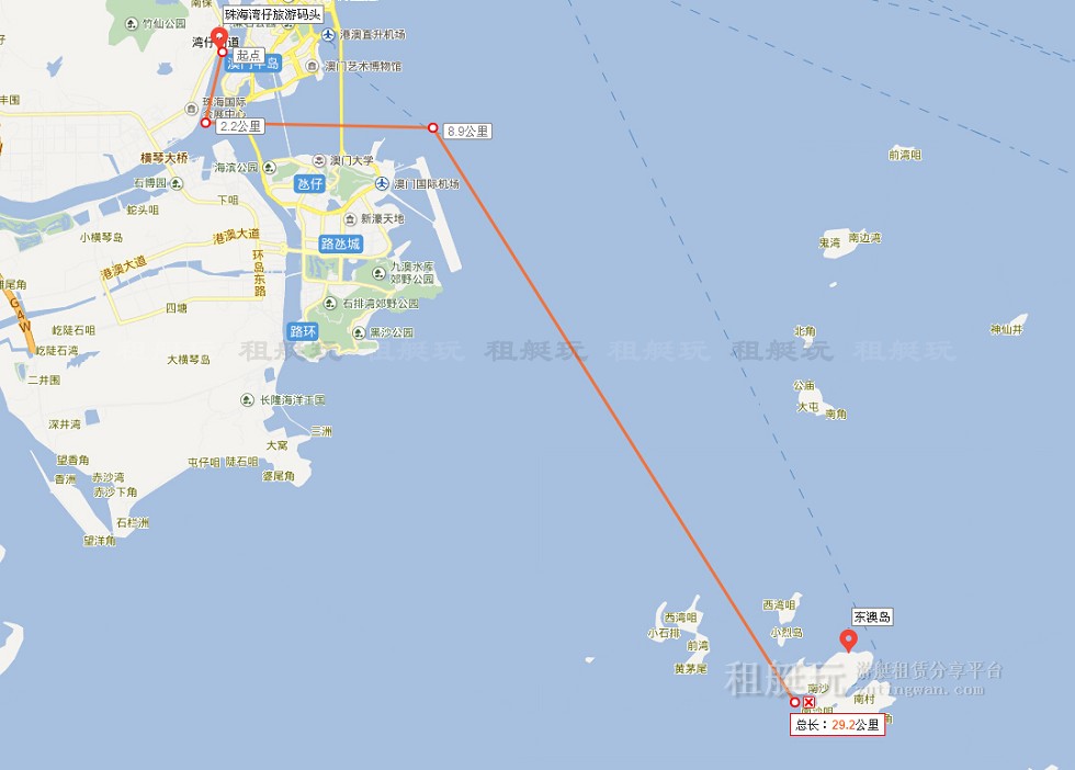 珠海灣仔旅游碼頭→東澳島→珠海灣仔旅游碼頭